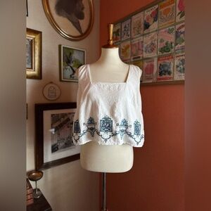 On Point: Abercrombie & Fitch Embroidered Linen-Blend Top